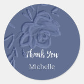 Boho Vintag Artistic Blue Blumen Runder Aufkleber (Vorderseite)