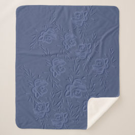 Boho Vintag Artistic Blue Blumen Sherpadecke