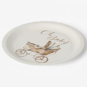 Boho Vintag Baby Carriage Baby Shooter Pappteller (Schrägansicht)