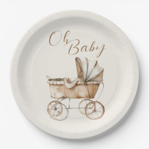 Boho Vintag Baby Carriage Baby Shooter Pappteller