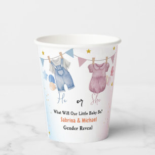 Boho Vintag Baby Clotheline Gender Reveal Party Pappbecher