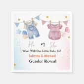 Boho Vintag Baby Clotheline Gender Reveal Party Serviette (Vorderseite)