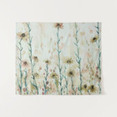 Boho Vintag Beige Wildblumen Wandteppich (Vorderseite (Horizontal))