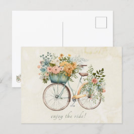 Boho Vintag Bicycle mit Blume Basket Postkarte