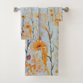 Boho Vintag Blue Wildblumen Badhandtuch Set