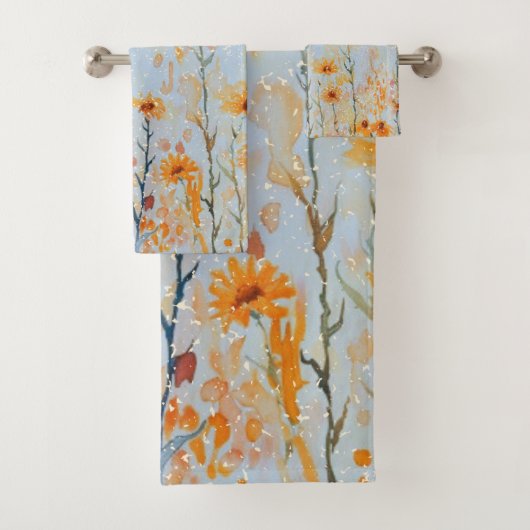 Boho Vintag Blue Wildblumen Badhandtuch Set (Insitu)