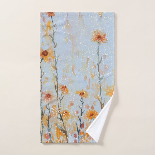 Boho Vintag Blue Wildblumen Badhandtuch Set (Handtuch)