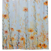 Boho Vintag Blue Wildblumen Duschvorhang (Vorderseite)