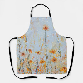 Boho Vintag Blue Wildblumen Schürze