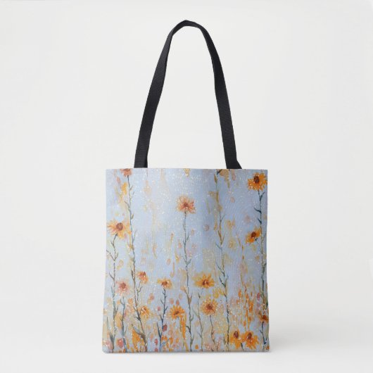 Boho Vintag Blue Wildblumen Tasche (Vorderseite)