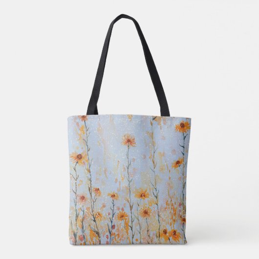 Boho Vintag Blue Wildblumen Tasche (Rückseite)