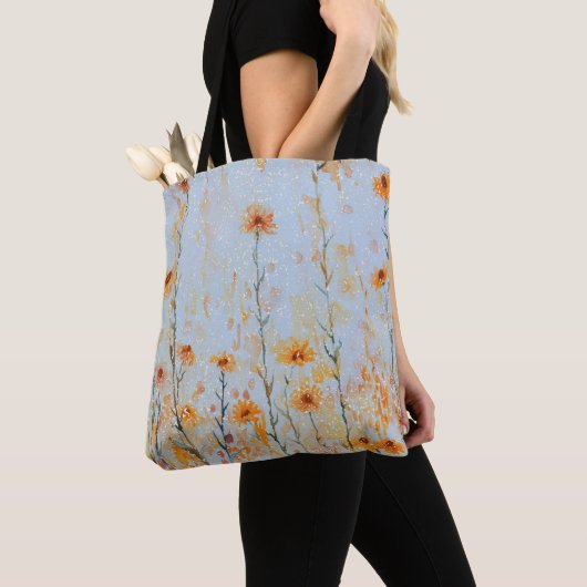 Boho Vintag Blue Wildblumen Tasche (Von Nahem)