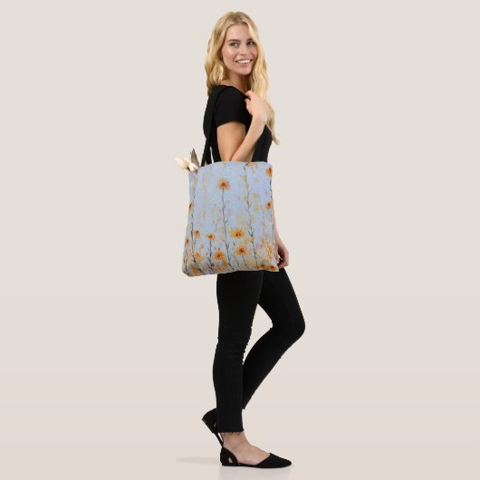 Boho Vintag Blue Wildblumen Tasche (Am Model)