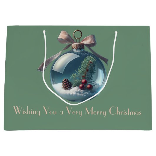 Boho Vintag Bow & Ornament Weihnachtsgeschenktasch Große Geschenktüte (Vorderseite)