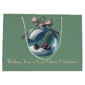 Boho Vintag Bow & Ornament Weihnachtsgeschenktasch Große Geschenktüte (Rückseite)