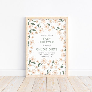 Boho Vintag Floral Baby Dusche Willkommen Poster