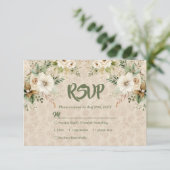 Boho Vintag Floral Botanical Wedding RSVP Card (Stehend Vorderseite)