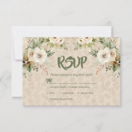 Boho Vintag Floral Botanical Wedding RSVP Card Karte