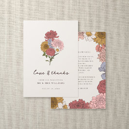 Boho Vintag Floral Fall Garden Wedding Dankeskarte