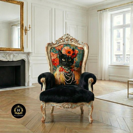 Boho Vintag Floral Feathers Black Cat Decoupage Seidenpapier