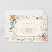 Boho Vintag Floral Fern Wedding Dankeskarte (Vorderseite)