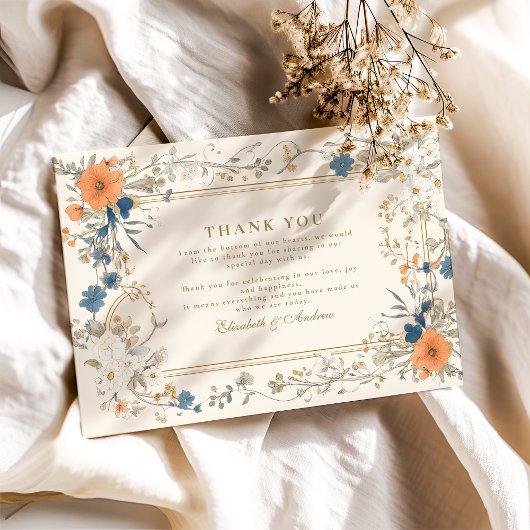 Boho Vintag Floral Fern Wedding Dankeskarte