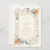 Boho Vintag Floral Fern Wedding Einladung (Vorderseite)