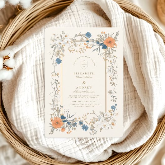 Boho Vintag Floral Fern Wedding Einladung