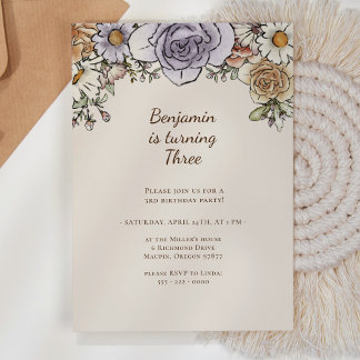 Boho Vintag Floral jedes Alters Geburtstagspartei Einladung