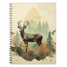 Boho Vintag Forest Deer Spiral Notebook