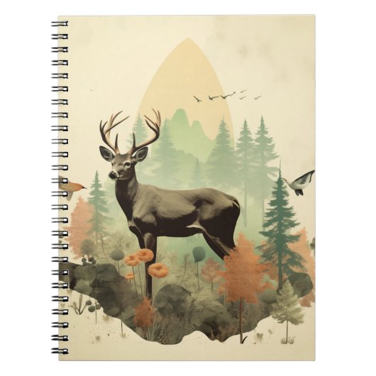Boho Vintag Forest Deer Spiral Notebook Notizblock (Vorderseite)
