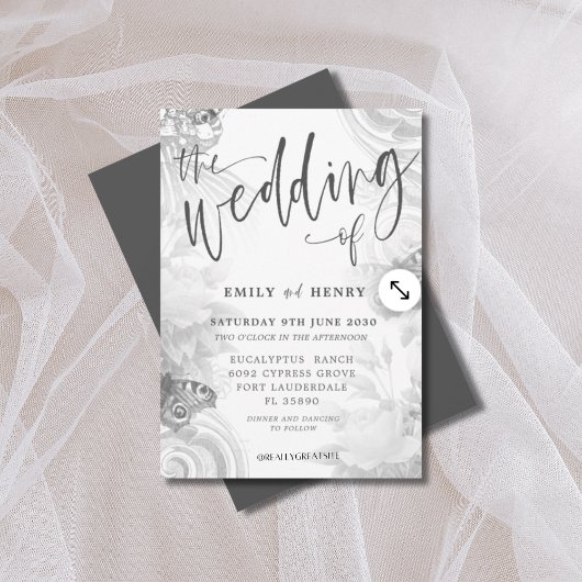 Boho Vintag Garden & Butterfly Wedding Einladung