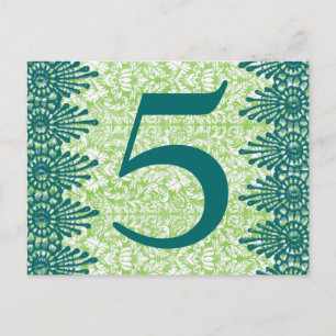 Boho Vintag Green Damask Tischnummer Card