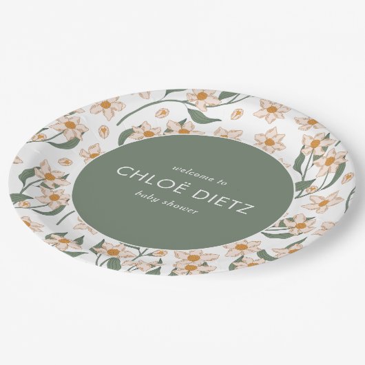 Boho Vintag Groovy Baby Shower Pappteller (Schrägansicht)