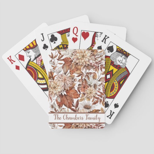 Boho Vintag Herbst Terracotta Floral Bouquet Spielkarten (Rückseite)