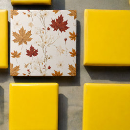 Boho Vintag Maple Blätter Winter Floral Muster Fliese