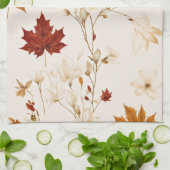 Boho Vintag Maple Blätter Winter Floral Muster Geschirrtuch (Gefaltet)