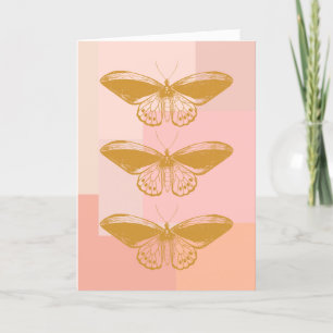Boho Vintag Moth Soft Pink Gold Retro Ästhetik Dankeskarte