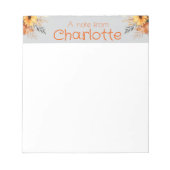 Boho Vintag orange Sonnenblume Aquarell grau Notizblock (Vorderseite)