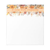 Boho Vintag orange Wildblume Aquarellgelb Notizblock (Vorderseite)