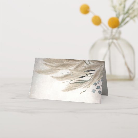 Boho Vintag Pampas Grass Wedding Platzkarte (Rückseite)