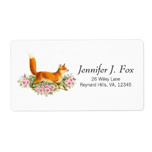 Boho Vintag Red Fox Pink Floral Rose