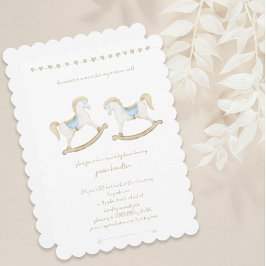 Boho Vintag Rocking Horse Cowboy Twin Baby Dusche Einladung