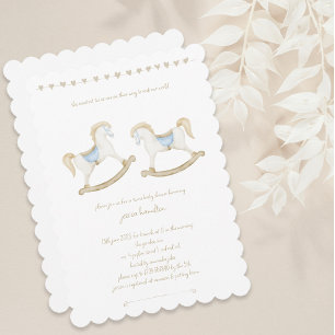 Boho Vintag Rocking Horse Cowboy Twin Baby Dusche Einladung