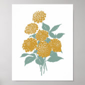 Boho Vintag Senf Gelbe Blume Mauer Prinz Poster (Vorne)