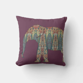 BOHO Vintag Tribal Paisley Lila Blue Elephant Kissen