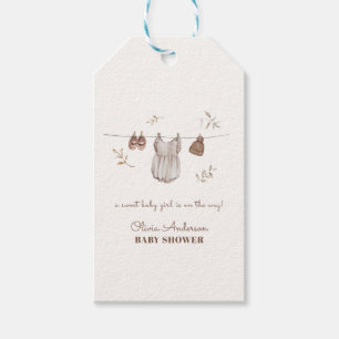 Boho Vintag Watercolor Girl Outfit Babydusche Geschenkanhänger