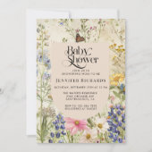Boho Vintag Wildblume Baby Dusche Einladung (Vorderseite)