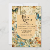 Boho Vintag Wildblume Baby Dusche Einladung (Vorderseite)