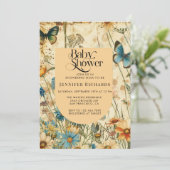 Boho Vintag Wildblume Baby Dusche Einladung (Stehend Vorderseite)
